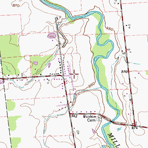 Topographic Map of Mill Creek Estates, OH