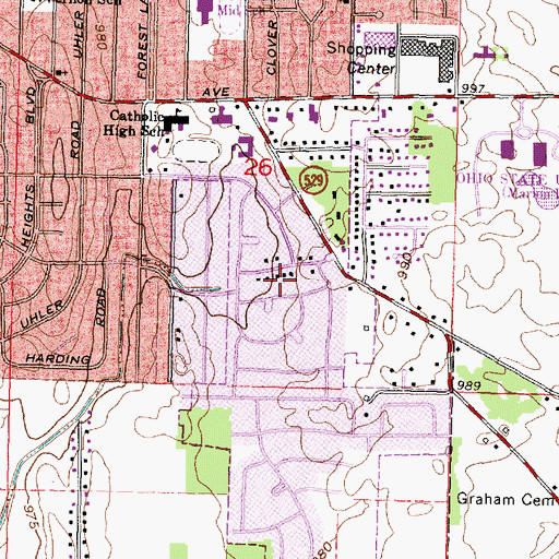 Topographic Map of Chateau Ridge, OH