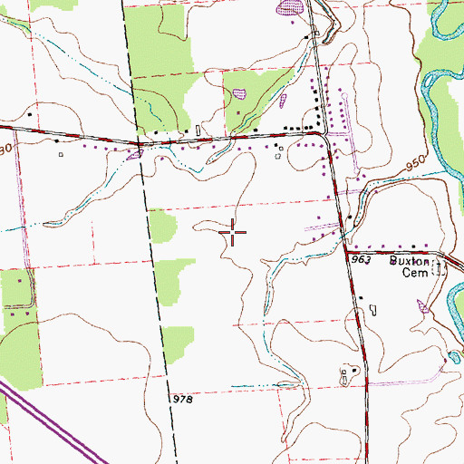 Topographic Map of Buxton Meadows, OH