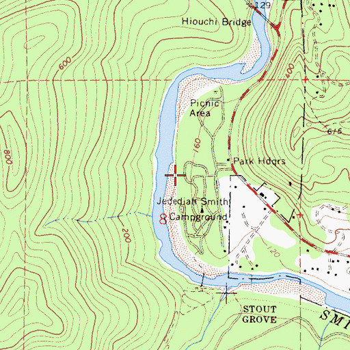 Topographic Map of Hiouchi Information Center, CA