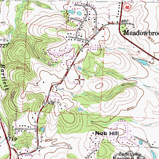 Topographic Map of Pine Ridge, OH