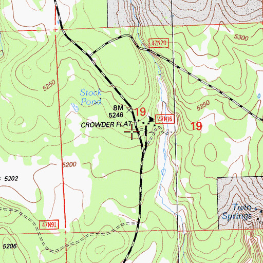 Topographic Map of Crowder Flat Station, CA
