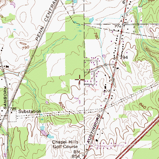 Topographic Map of Meadowood, OH