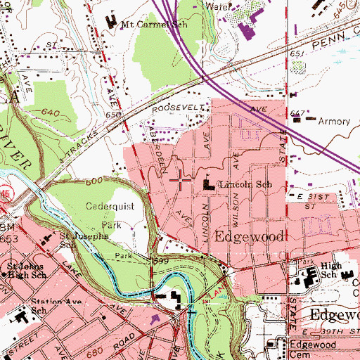 Topographic Map of Avondale, OH