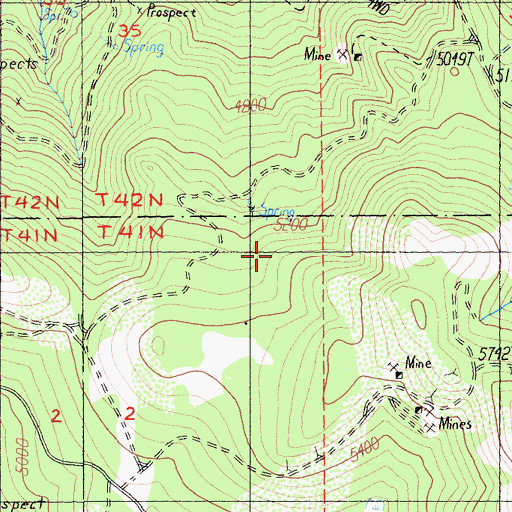 Topographic Map of Richter Mine, CA