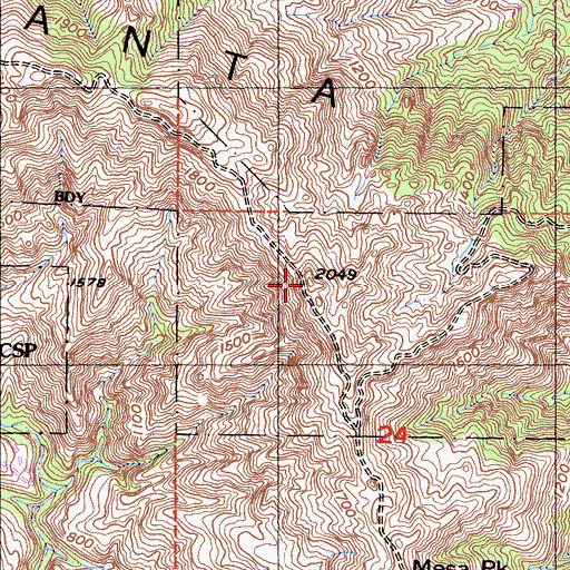 Topographic Map of McAuley Peak, CA