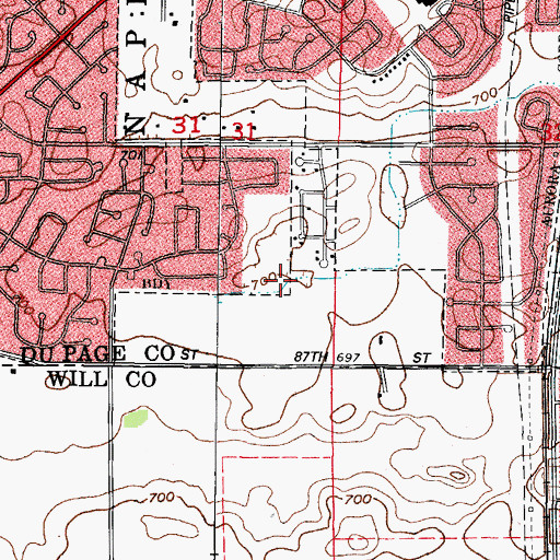 Topographic Map of Gombert Creek, IL