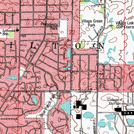 Topographic Map of Wheatoniac Pond, IL
