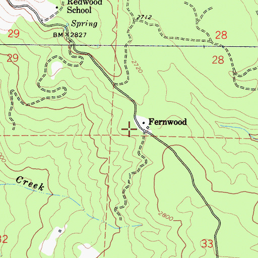 Topographic Map of Fernwood CDF Fire Station, CA