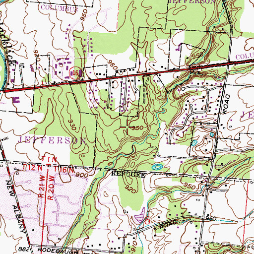 Topographic Map of Kingswood Farms, OH
