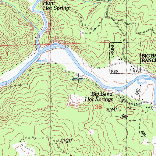 Topographic Map of Big Bend Hot Springs, CA