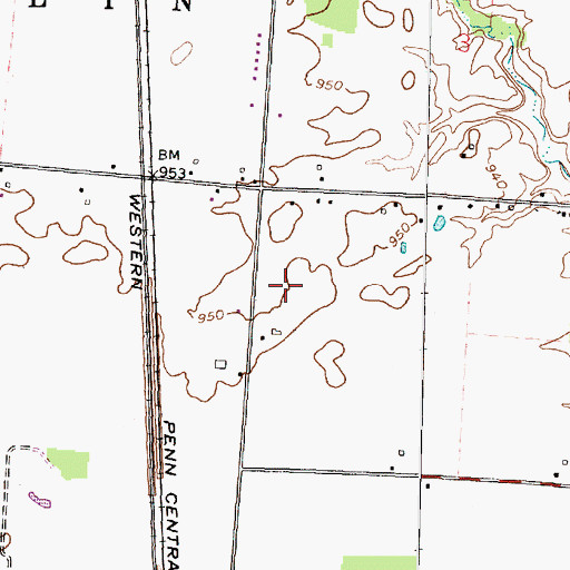 Topographic Map of Oldfield Estates, OH