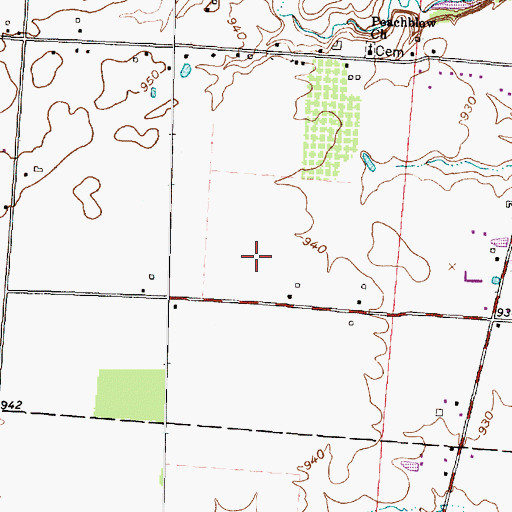Topographic Map of Piatt Meadows, OH