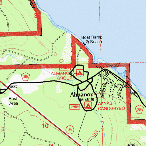 Topographic Map of Almanor Campground, CA