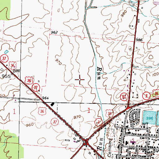 Topographic Map of Sunbury Estates, OH