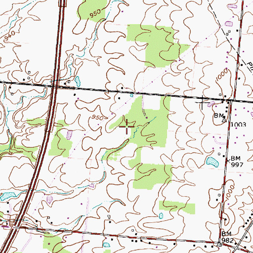 Topographic Map of Hickory Woods, OH