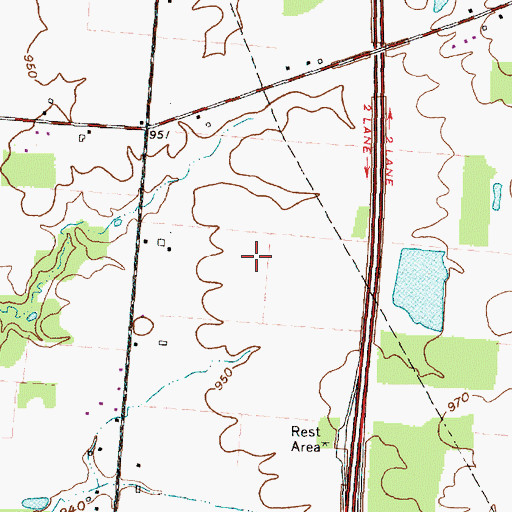 Topographic Map of Hidden Creek, OH