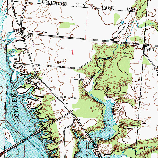Topographic Map of Hoover Woods, OH