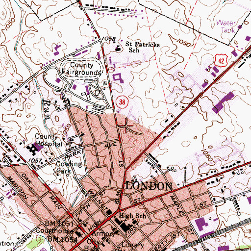 Topographic Map of Elmhurst, OH