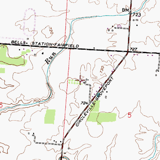 Topographic Map of Bridlewood, OH