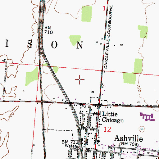 Topographic Map of Ashton Village, OH