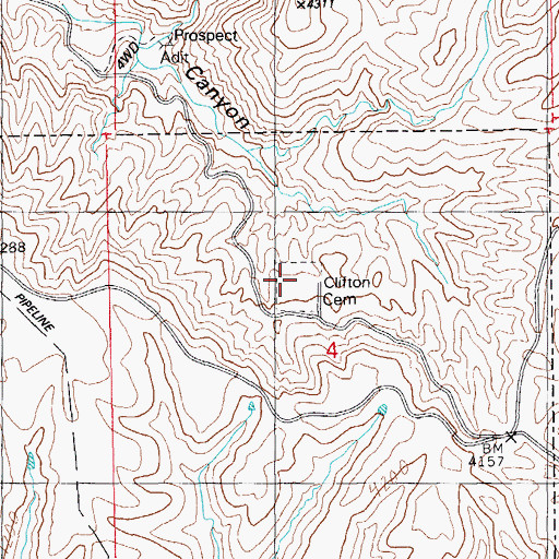 Topographic Map of Clifton Cemetery, AZ