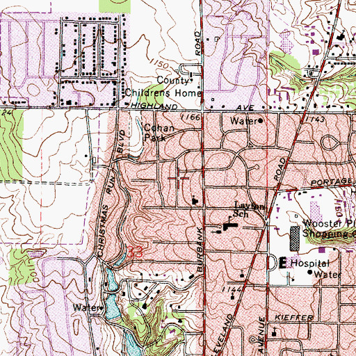 Topographic Map of Christmas Run, OH