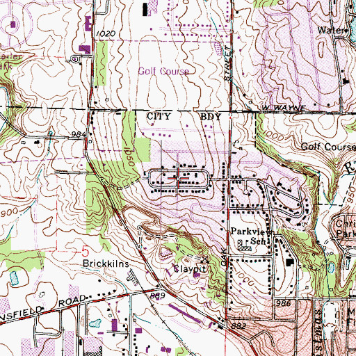 Topographic Map of Parkview, OH