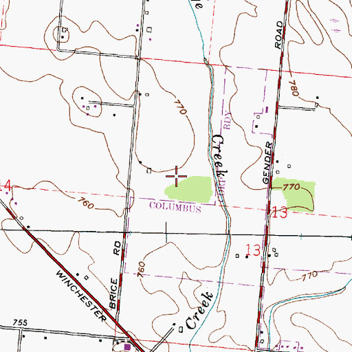 Topographic Map of Brice Meadows, OH
