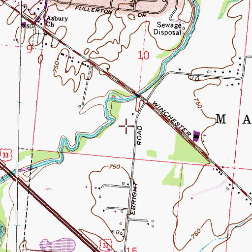 Topographic Map of Cobbleton Grove, OH