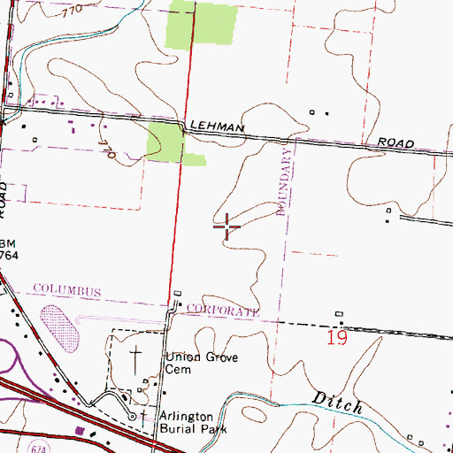 Topographic Map of Lehman Estates, OH