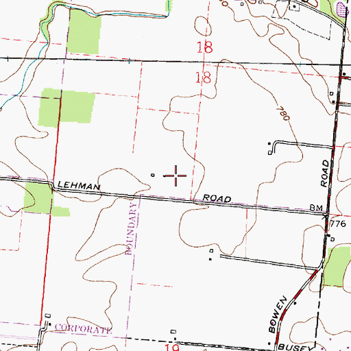 Topographic Map of Lehman Meadows, OH