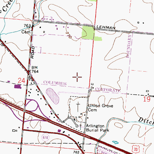 Topographic Map of Winchester Lakes, OH