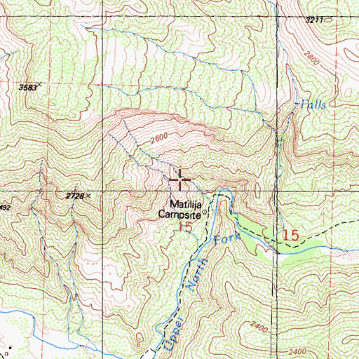 Topographic Map of Matilija Rustic Campsite, CA