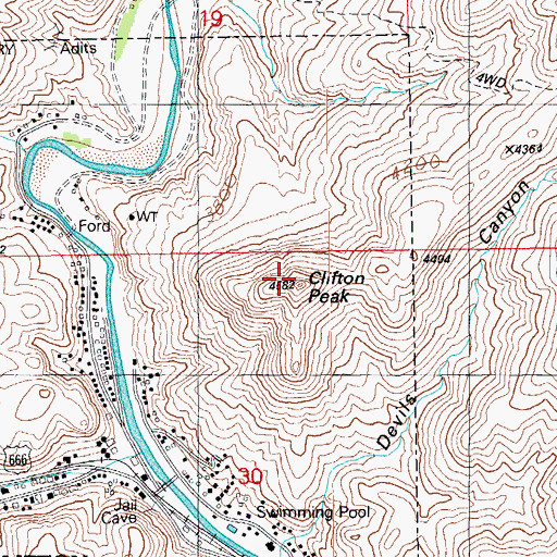 Topographic Map of Clifton Peak, AZ