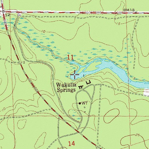 Topographic Map of Wakulla Springs, FL