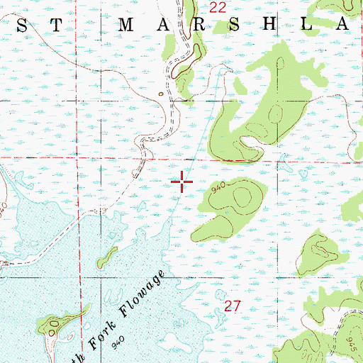 Topographic Map of Middle North Fork Flowage, WI