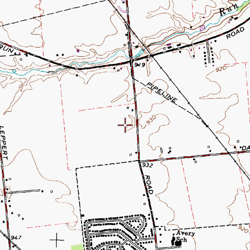 Topographic Map of Avery Estates, OH