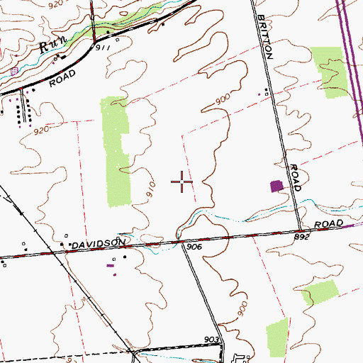 Topographic Map of Britton Farms, OH
