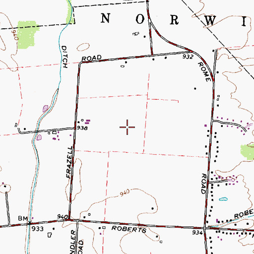 Topographic Map of Brookfield, OH