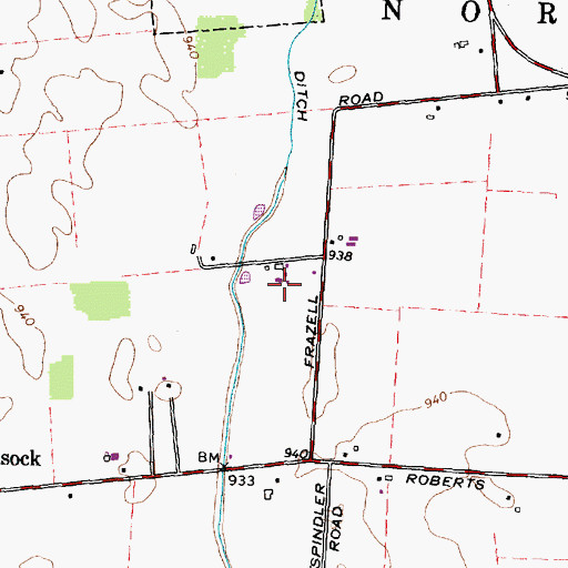 Topographic Map of Heritage Farms, OH