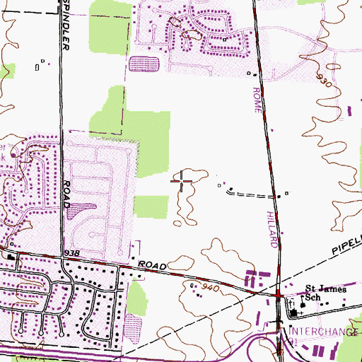 Topographic Map of Hilliard Commons, OH