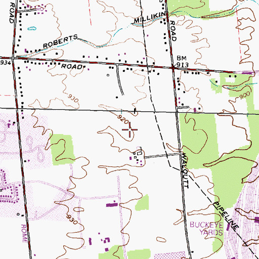 Topographic Map of Hilliard Green, OH