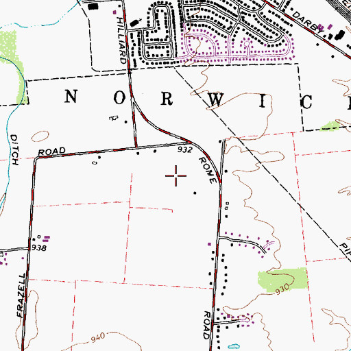 Topographic Map of Hyde Park, OH