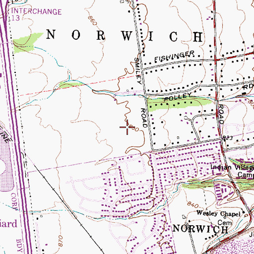 Topographic Map of Millington, OH