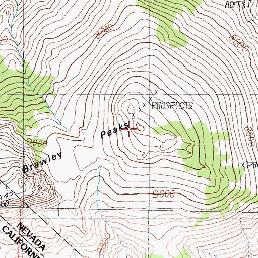 Topographic Map of East Braly Peak, NV