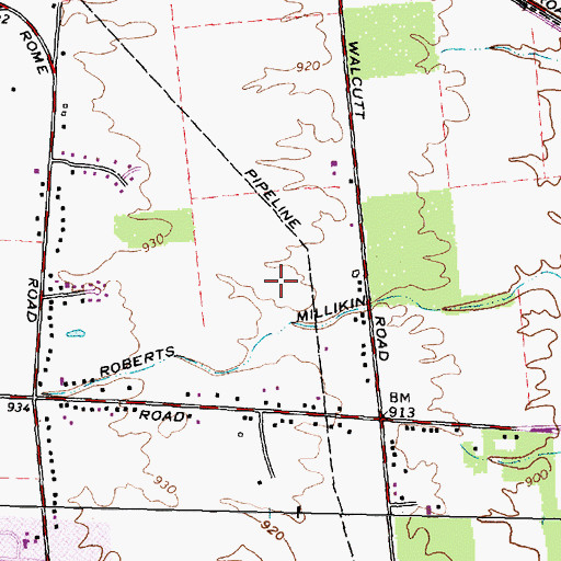 Topographic Map of Oak Run, OH