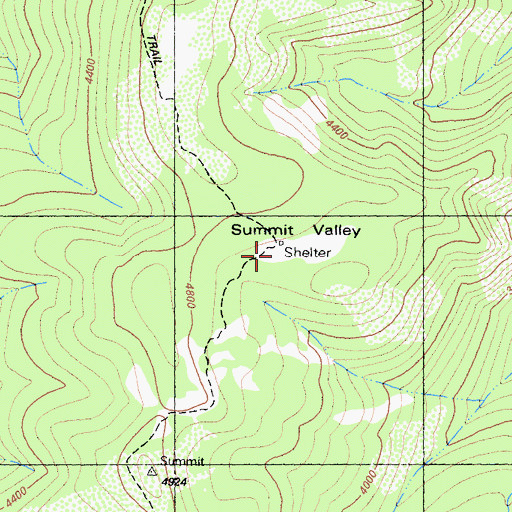 Topographic Map of Summit Valley Shelter, CA