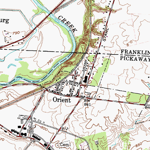 Topographic Map of Orient Census Designated Place, OH