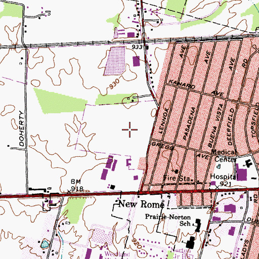 Topographic Map of Glenchester, OH